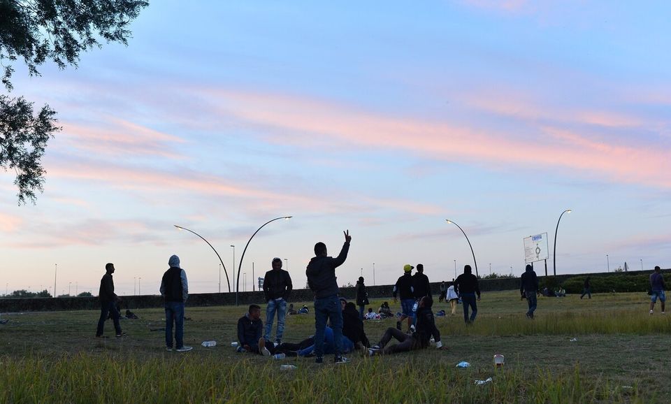 Migrants waiting in Calais, hoping to get to Britain