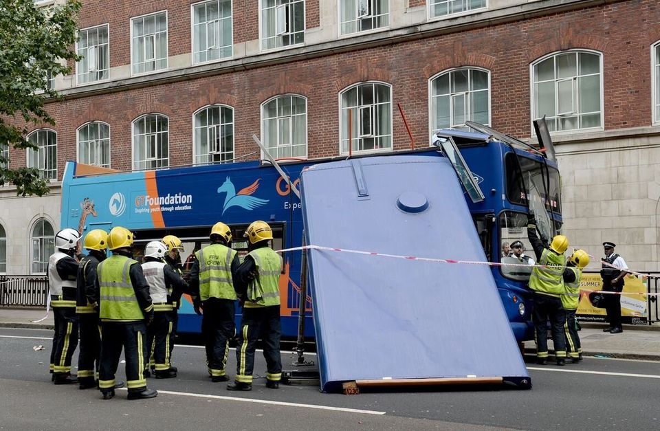 Double decker bus accident - London