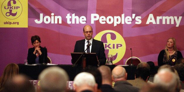 ROCHESTER, ENGLAND - NOVEMBER 13: United Kingdom Independence Party (UKIP) candidate for the Rochester and Strood constinuency Mark Reckless addresses a public meeting on November 13, 2014 at the Town Hall in Rochester, England. Mark Reckless and UKIP party leader Nigel Farage encouraged the local people to vote for their party in the by-election for the Rochester and Strood constituency which will be held on November 20. (Photo by Mary Turner/Getty Images)