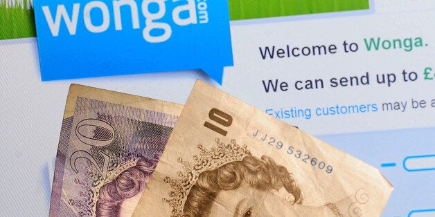 General view of the logo of money lending website Wonga.