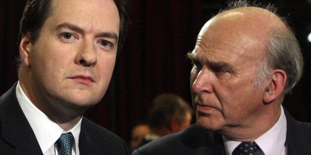 (left to right) Business secretary Lord Mandelson, Shadow Chancellor George Osborne and Liberal Democrat Treasury spokesman Vince Cable at Birmingham University, during the third and final live leaders' election debate.