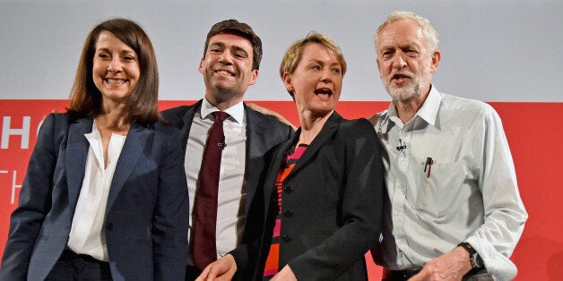 GLASGOW, SCOTLAND - JULY 10: Labours candidates for Leader and Deputy Leader Liz Kendall,Andy Burnham, Yvette Cooper and Jeremy Corbyn take part in a hustings in The Old Fruitmarket, Candleriggs on July 10, 2015 in Glasgow, Scotland. The four candidates for the Labour leadership Andy Burnham, Liz Kendall, Jeremy Corbyn and Yvette Cooper faced questions on a range of issues including immigration, welfare and the economy. (Photo by Jeff J Mitchell/Getty Images)