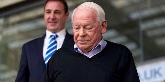 Wigan Athletic's new manager Malky Mackay and Chairman Dave Whelan (right) following a press conference at the DW Stadium, Wigan.