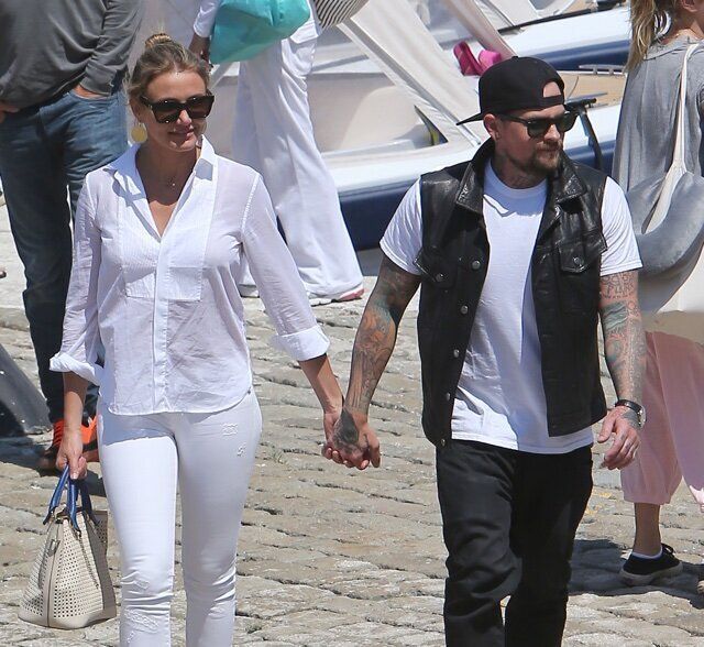 Cameron Diaz and Benji Madden spotted on holiday together in the South of France.  Pictured: Cameron Diaz and Benji Madden Ref: SPL809058 260714  Picture by: KCS Presse / Splash News  Splash News and Pictures Los Angeles: 310-821-2666 New York: 212-619-2666 London: 870-934-2666 photodesk@splashnews.com 