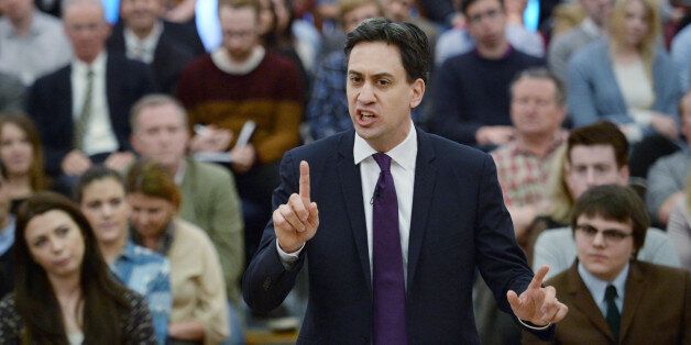 Labour leader Ed Miliband during his speech to party supporters at the University of London today.