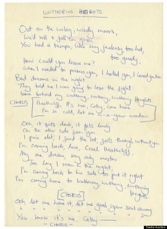 Kate Bush This Handwritten Letter And 'Wuthering Heights' Lyrics To A Young (PICS) | HuffPost UK Entertainment
