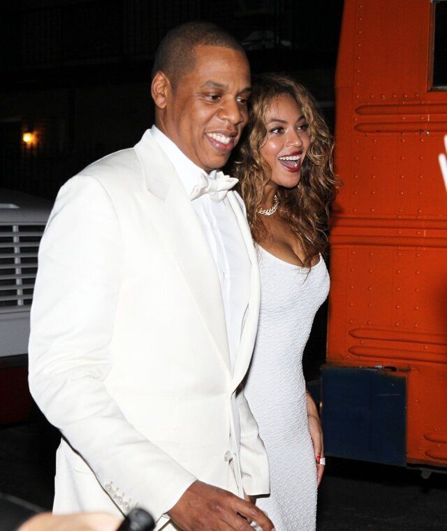 Picture Shows: Jay Z, Beyonce Knowles November 16, 2014 Singer Solange Knowles weds Alan Ferguson in front of friends and family in New Orleans, Louisiana. After the ceremony Solange and Alan enjoyed a Mardis Gras style parade with their wedding guests in the French Quarter and while Solange was dancing she suffered a slight wardrobe malfunction! Non Exclusive UK RIGHTS ONLY Pictures by : FameFlynet UK Â© 2014 Tel : +44 (0)20 3551 5049 Email : info@fameflynet.uk.com