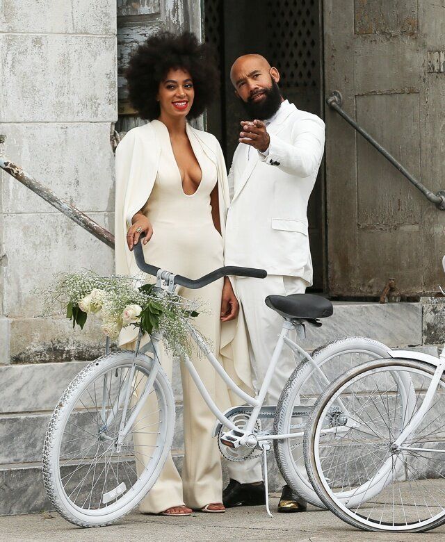 Picture Shows: Solange Knowles, Alan Ferguson November 16, 2014 Singer Solange Knowles ties the knot with music video director Alan Ferguson in front of friends and family in New Orleans, Louisiana. The happy couple enjoyed a laid-back bike ride instead of a limo ride after the wedding. Non Exclusive UK RIGHTS ONLY Pictures by : FameFlynet UK Â© 2014 Tel : +44 (0)20 3551 5049 Email : info@fameflynet.uk.com