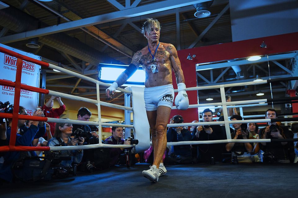 Mickey Rourke Boxing Training In Moscow