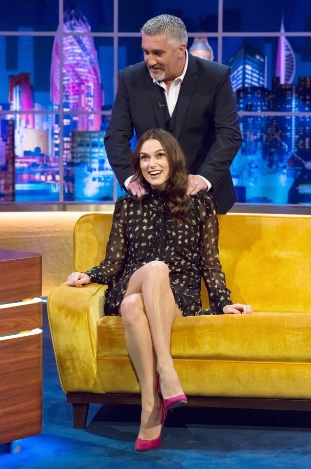 EDITORIAL USE ONLY / NO MERCHANDISING Mandatory Credit: Photo by Brian J Ritchie/Hotsauce/REX (4229409w) Keira Knightley and Paul Hollywood 'The Jonathan Ross Show' TV Programme, London, Britain. - 01 Nov 2014