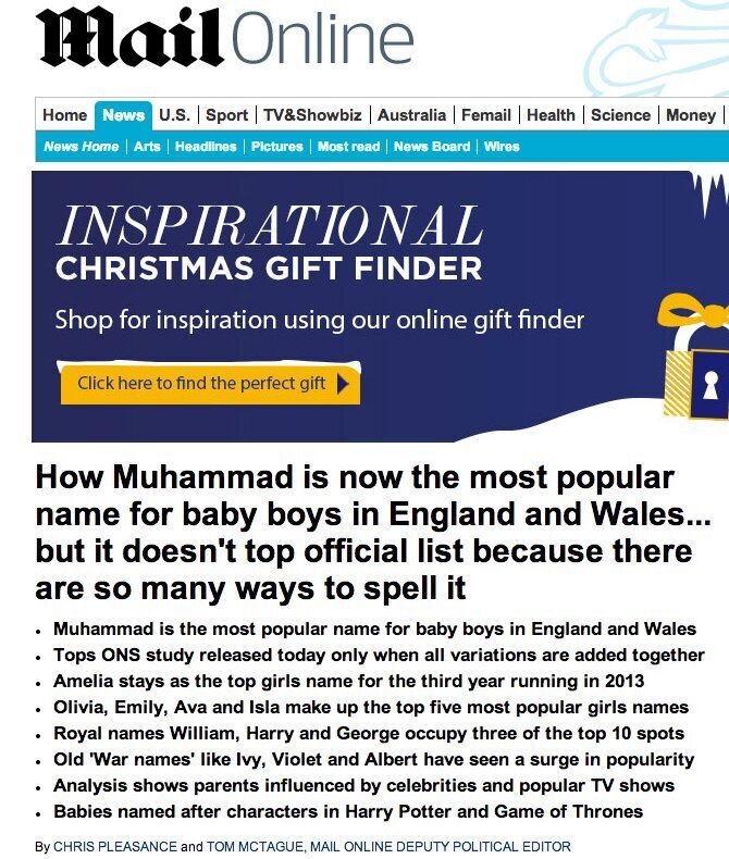 Is Muhammad Really The Most Popular Baby Name? It Depends How You Count ...