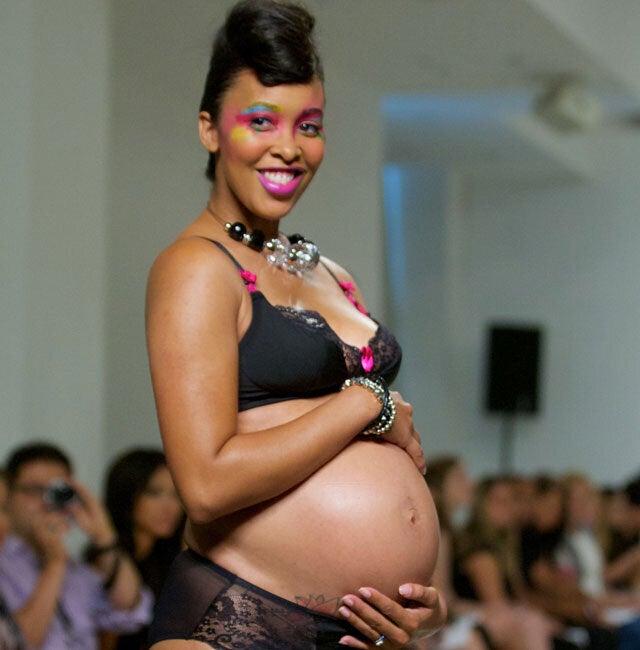 Pregnant Models Bare Their Baby Bumps In Lingerie On The Catwalk