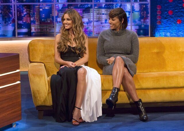 EDITORIAL USE ONLY / NO MERCHANDISING Mandatory Credit: Photo by Brian J Ritchie/Hotsauce/REX (4210274an) Cheryl Fernandez-Versini and Melanie Brown 'The Jonathan Ross Show' TV Programme, London, Britain. - 18 Oct 2014