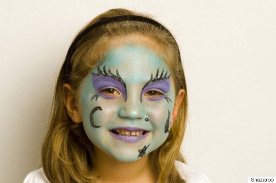 Green Witch Face Paint, Halloween Kids Look