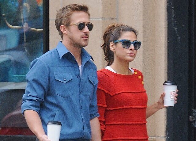Ryan Gosling and Eva Mendes hold hands on a romantic walk in NYC. Ryan and Eva held hands as they walked around NYC. The super cute couple stopped for coffee and sandwiches as they strolled.  Pictured: Ryan Gosling and Eva Mendes  Ref: SPL390221 100512  Picture by: Tom Meinelt / Splash News  Splash News and Pictures Los Angeles: 310-821-2666 New York: 212-619-2666 London: 870-934-2666 photodesk@splashnews.com 
