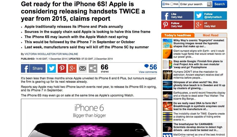 So there's this story that the iPhone 6S is coming in Spring 2015.