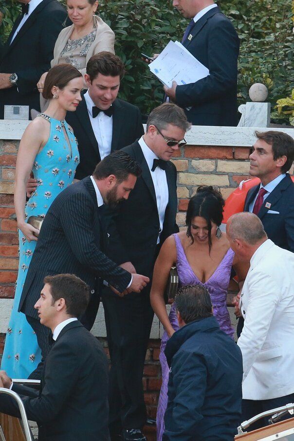 VENICE 27 SEPTEMBER 2014 GEORGE CLOONEY GOES TO GET MARRIED NO EXCLUSIVE MATT DAMON WITH WIFE, EMILY BLUNT WITH HASBAND