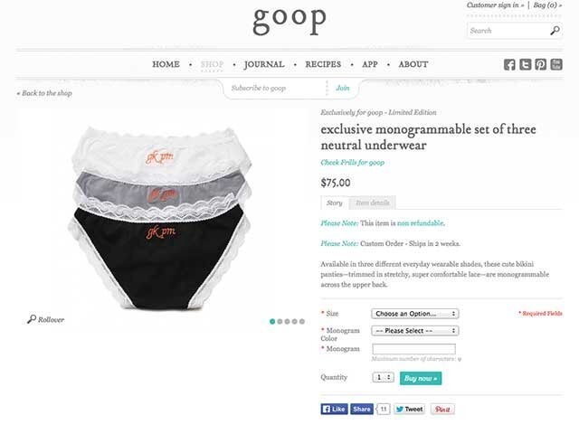 Gwyneth Paltrow Uses Chris Martin's Initials to Sell Underwear - TheWrap