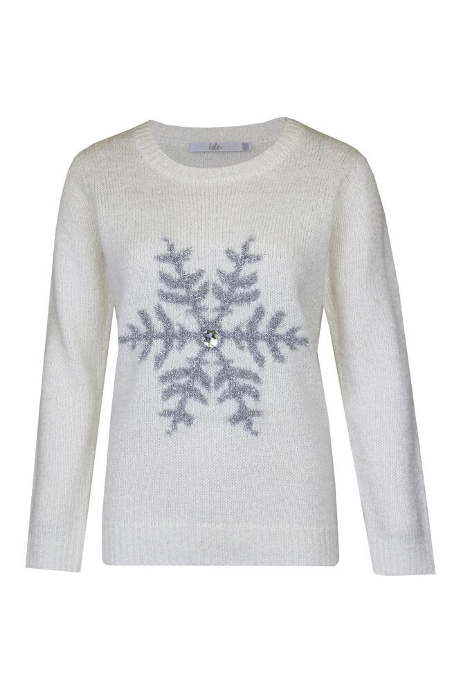 Cream tinsel snowflake jumper, £28