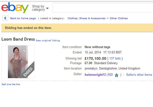 What would you bid on  for a dress made of loom bands