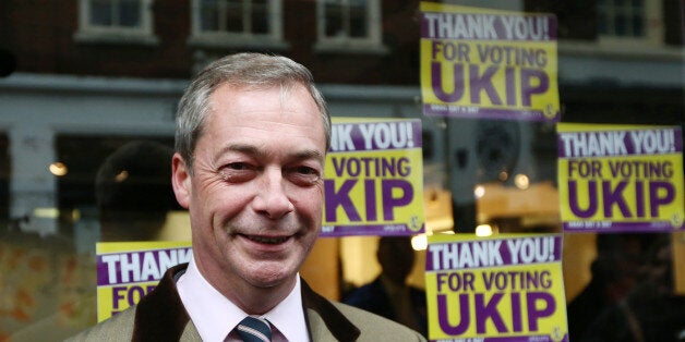 ROCHESTER, ENGLAND - NOVEMBER 21: United Kingdom Independence Party (UKIP) leader Nigel Farage poses for photographs outside the UKIP office on November 21, 2014 in Rochester, England. UKIP now has a second elected MP at Westminster after Mark Reckless won the Rochester and Strood by-election. (Photo by Carl Court/Getty Images)