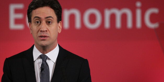 LONDON, ENGLAND - DECEMBER 11: Labour Party leader Ed Miliband speaks to business leaders on December 11, 2014 in London, England. Mr Miliband is setting out the Labour party's future spending plans ahead of the 2015 parliamentary elections. (Photo by Peter Macdiarmid/Getty Images)