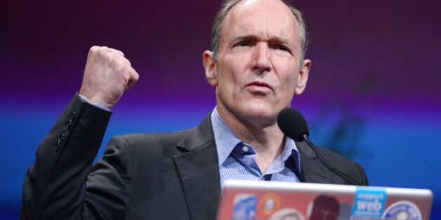 British computer scientist Tim Berners-Lee, the man credited with inventing the world wide web, gives a speech on April 18, 2012 in Lyon, central France, during the World Wide Web 2012 international conference on April 18, 2012 in Lyon. AFP PHOTO/PHILIPPE DESMAZES (Photo credit should read PHILIPPE DESMAZES/AFP/GettyImages)