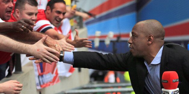 BT Sport presenter and Ex-Arsenal player Ian Wright connects with fans prior to kick-off