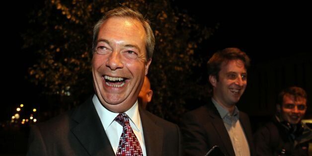 REVIEW OF THE YEAR PICS 2014 File photo dated 10/10/14 of Ukip leader Nigel Farage arriving at Clacton town hall in Essex for the count of votes in the Clacton constituency parliamentary by-election.
