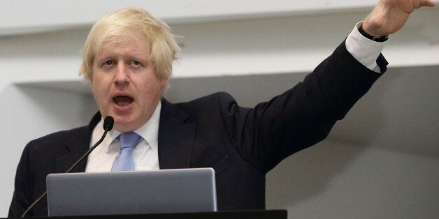 SINGAPORE - NOVEMBER 28: Mayor of London, Boris Johnson speaks during the FinTech event at the ArtScience Museum on November 28, 2014 in Singapore. Mayor Boris Johnson is on a six day trade mission to the Far East to build on his work to create jobs and growth, and promote London as a major investment destination as he leads a trade mission to Singapore, Jakarta and Kuala Lumpur. (Photo by Suhaimi Abdullah/Getty Images)