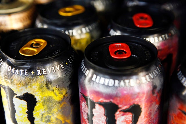 Cans of Monster Beverage Corp. energy drink