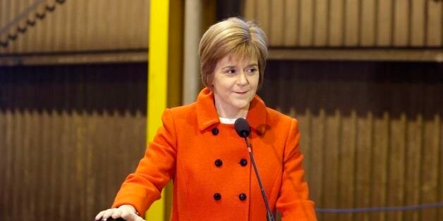 First Minister Nicola Sturgeon marks the start of construction of a hybrid ferry at Ferguson Marine Engineering in Port Glasgow.