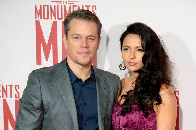 The Monuments Men star Matt Damon's hair has gone prematurely grey due to the stress of raising four children with his wife Luciana Barroso