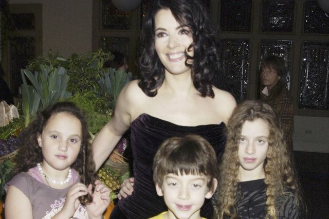 Nigella Lawson with her step-daughter Phoebe and her children Bruno and Cosima
