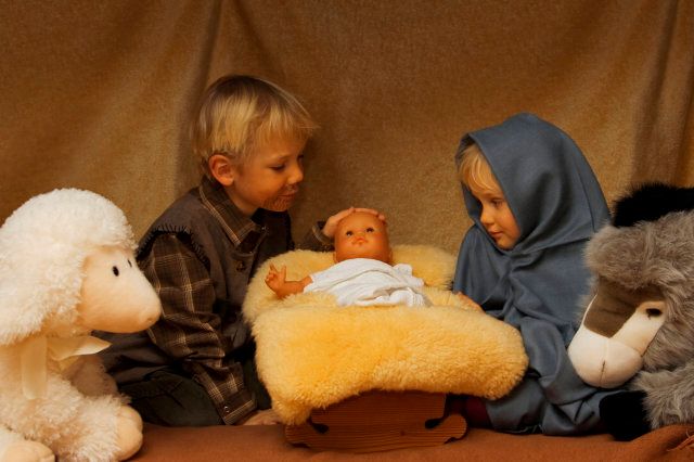 Children reenacting nativity scene