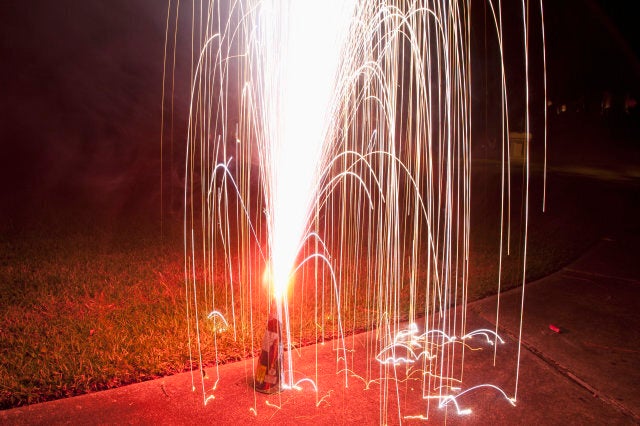 An ignited firework