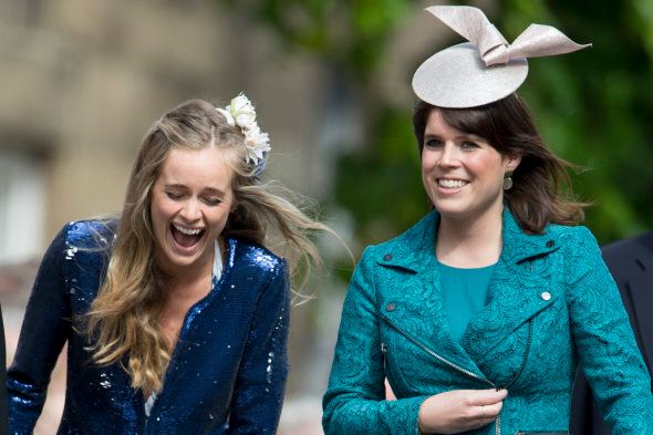 ALNWICK, ENGLAND - JUNE 22: Cressida Bonas and Princess Eugenie attend the wedding of Melissa Percy and Thomas van Straubenzee at Alnwick Castle on June 22, 2013 in Alnwick, England. (Photo by Mark Cuthbert/UK Press via Getty Images)