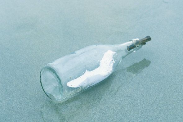 Message in a bottle washed up on beach