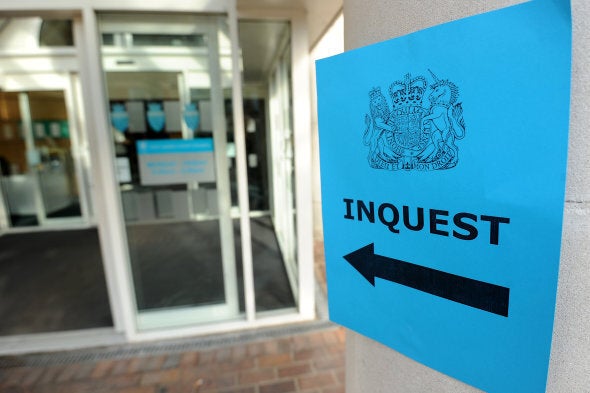 General view of an inquest sign at West Sussex County Hall North in Horsham, where an inquest into the unexplained deaths of 19 elderly residents at the Orchid View nursing home has begun.