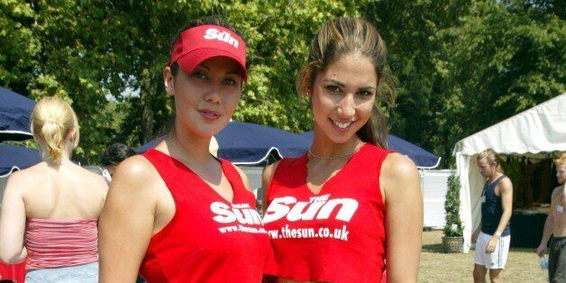 Leilani, glamour model, joins sister Mel and friends at the Sun Footie Festival fundraiser held on Clapham Common in London