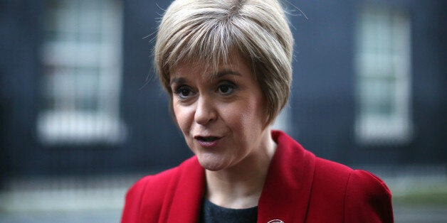 LONDON, ENGLAND - DECEMBER 15: First Minister of Scotland Nicola Sturgeon speaks to reporters outside 10 Downing Street on December 15, 2014 in London, England. Nicola Sturgeon met with British Prime Minister David Cameron on her first visit to 10 Downing Street since becoming First Minister. (Photo by Dan Kitwood/Getty Images)