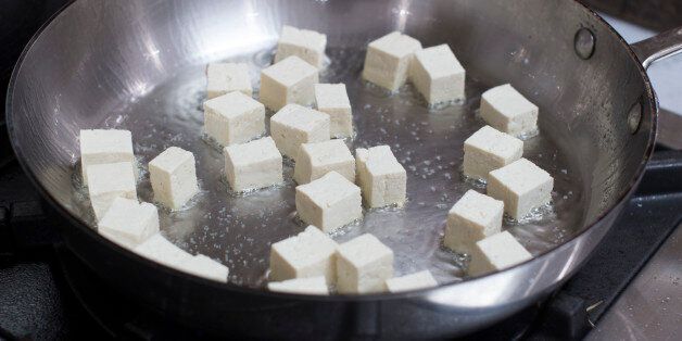 This Dec. 8, 2014 photo shows sauteed tofu in Concord, N.H. (AP Photo/Matthew Mead)