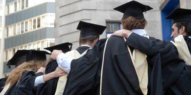 Students from the LSE (London School of Economics) on Graduation Day outside the college in central London, 18/12/2007. Student university graduate graduating robe robes mortar board boards anonymous women girls men backs (Photo by Jeff Overs/BBC News & Current Affairs via Getty Images)