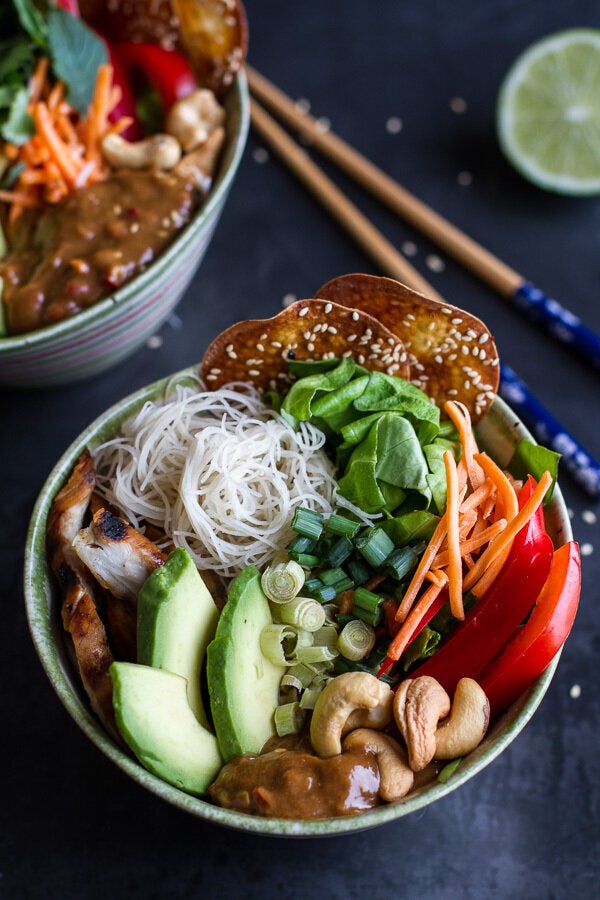 Deconstructed Vietnamese Chicken, Avocado And Lemongrass Spring Roll Salad