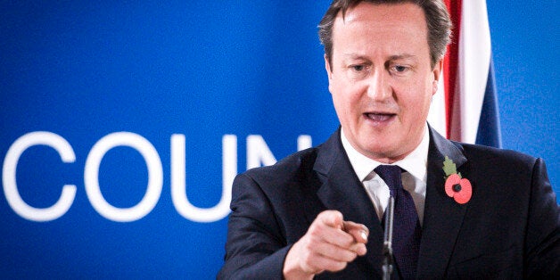 Britain's Prime Minister David Cameron speaks during a press conference after the second day of the heads of state meeting at the EU council headquarters in Brussels, Belgium on 24.10.2014 by Wiktor Dabkowski/picture alliance