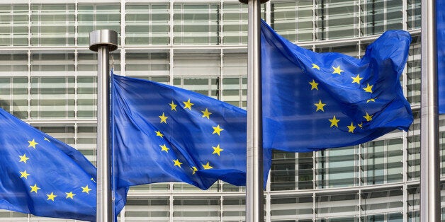 European Union flags outside Brussels