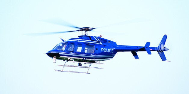 Photo, helicopter in flight, Police, Color, High res