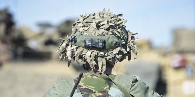 Previously unreleased picture dated 19/09/14 of a soldier from 1 Yorks wearing a Tactical Engagement System (TES) as thousands of soldiers have begun the world's biggest game of laser quest as they take part in exercise Prarie Storm at the British Army Training Unit Suffield (BATUS) in Calgary, Canada.