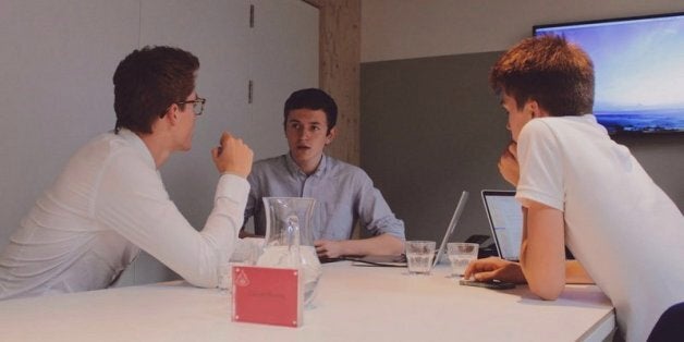 James Anderson (centre) pictured with colleagues Finn Harries (left) and George Streten