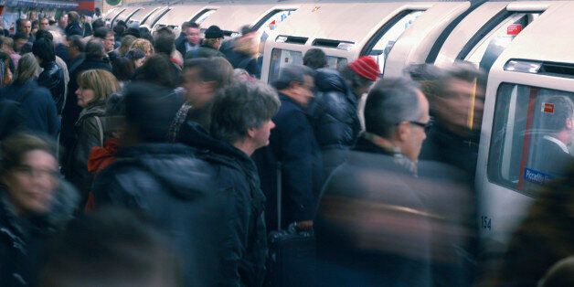 (Too many) people boarding an Underground train